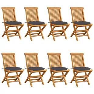 vidaXL Lumarko Krzesła ogrodowe z antracytowymi poduszkami, 8 szt., tekowe! 3072932 - Fotele i krzesła ogrodowe - miniaturka - grafika 1