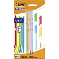 Przybory szkolne - Ołówek + Gumki Bic Evolution Stripes 646 Hb Blister 4+4Szt - miniaturka - grafika 1