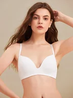 Biustonosze - Shein Biustonosz Damski Ecru Gładki Casual L 1V4T - miniaturka - grafika 1