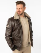Kurtki męskie - Brązowa ocieplana kurtka skórzana - Starpilot 2.0 - miniaturka - grafika 1