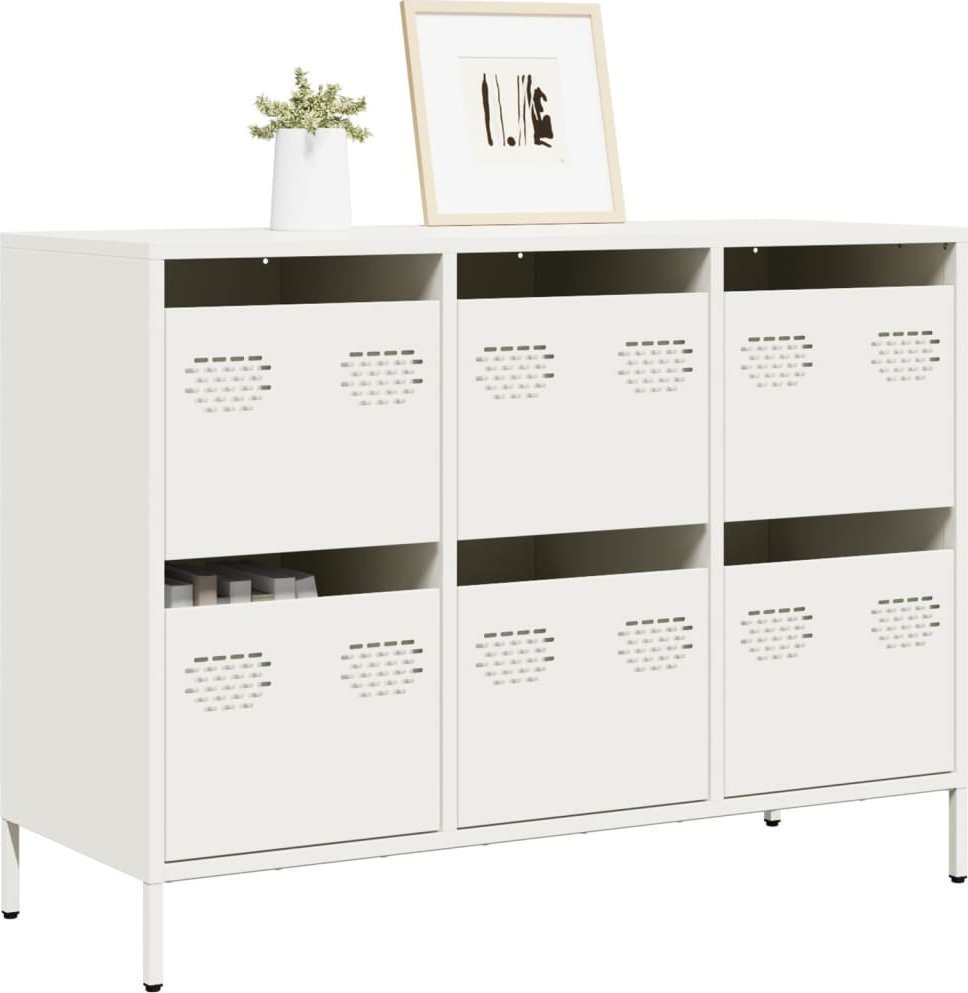 vidaXL Szafka, biała, 101,5x39x73,5 cm, stal walcowana na zimno