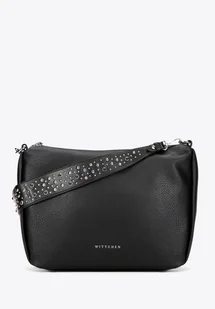 Damska torebka na ramię z ekoskóry z dżetami czarna - Torebki damskie - miniaturka - grafika 1
