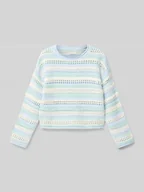 Swetry dla dziewczynek - Sweter o kroju cropped fit z dzianiny z bawełny - miniaturka - grafika 1