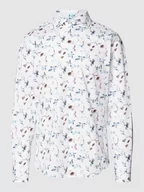 Koszule męskie - Koszula biznesowa o kroju slim fit z kwiatowym nadrukiem na całej powierzchni - miniaturka - grafika 1