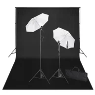 Lampy studyjne - vidaXL Zestaw studio: czarne to 600x300 i owietlenie - miniaturka - grafika 1