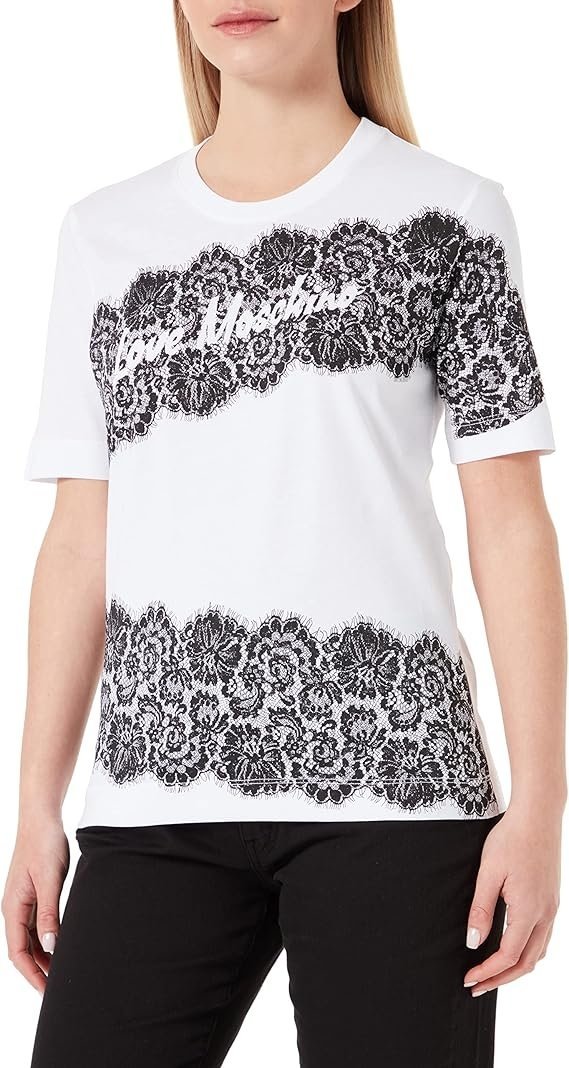 LOVE MOSCHINO T-SHIRT BIAŁY Z NADRUKIEM NA CO DZIEŃ 38 JHK