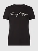 Koszulki i topy damskie - T-shirt z bawełny z nadrukiem z logo - miniaturka - grafika 1