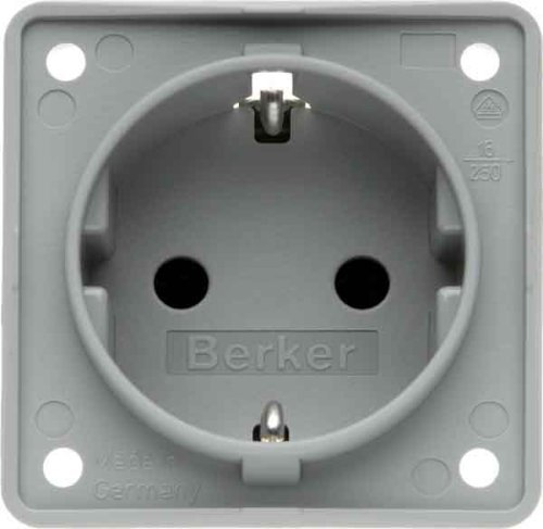 Hager Polo Integro Flow Gniazdo SCHUKO z przesłonami styków szary mat 947792506 947792506
