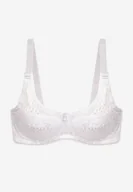 Biustonosze - Biały Biustonosz z Koronki z Usztywnieniem i Regulowanymi Ramiączkami Vikiisol - miniaturka - grafika 1