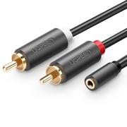 Kable - UGREEN Ugreen Premium kabel audio stereo 3,5 mm, wtyk jack do 2RCA, pozłacane styki, do smartfonów, MP3, tabletów, kina domowego 1 M 10588 - miniaturka - grafika 1
