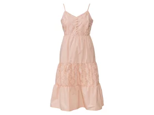 Sukienki - esmara Letnia sukienka damska midi, z haftem, 1 sztuka (38, Różowy/ ramiączka spaghetti) - grafika 1