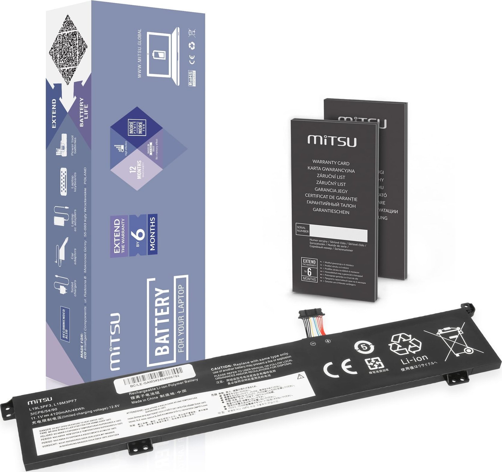 Bateria Mitsu Bateria Mitsu do Lenovo IdeaPad Gaming 3, Creator 5, ThinkBook 15p