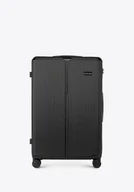 Walizki - Duża walizka z ABS-u w drobne paski czarna - miniaturka - grafika 1