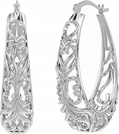 Kolczyki - SREBRNE KOLCZYKI RODOWANE AŻUROWE WISZĄCE SREBRO 925 DLA KOBIETY - miniaturka - grafika 1