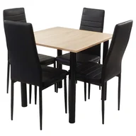 Meble do sypialni - Zestaw stół Lugano 80 sonoma i 4 krzesła Nicea czarne - miniaturka - grafika 1