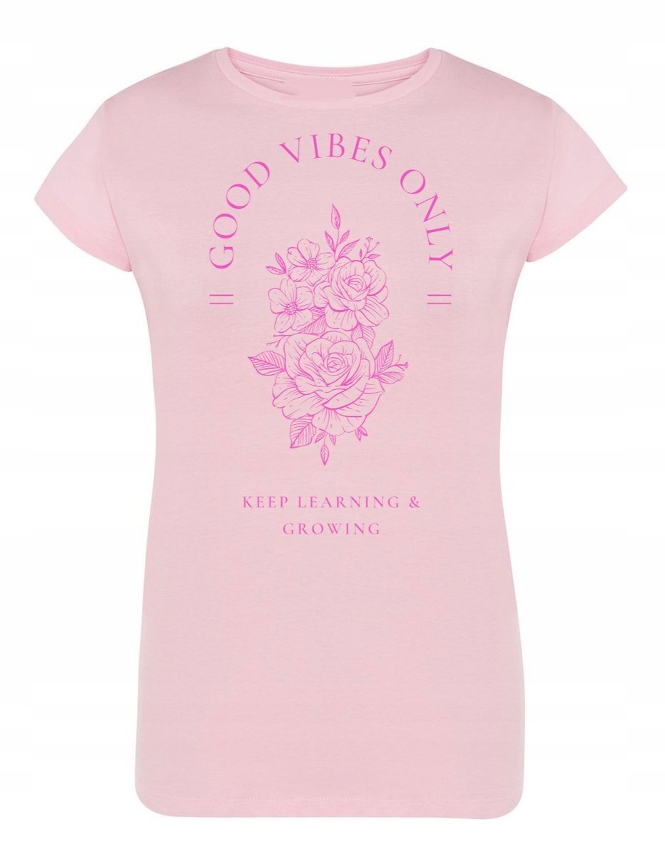 T-Shirt damski nadruk Good Vibes Only KWIATY r.L