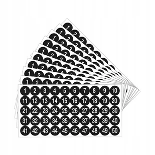 Naklejki 1-100 CYFRY Numery CZARNE OZNACZANIE Numerowanie 5 ARKUSZY 500 szt - Scrapbooking - miniaturka - grafika 1