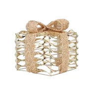 Ozdoby bożonarodzeniowe - Dekoracja prezent 20 LED 15 x 15 x 17 cm złoty - miniaturka - grafika 1