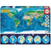 Puzzle - Educa 1000 EL. Neon World Map PE-16760 - miniaturka - grafika 1