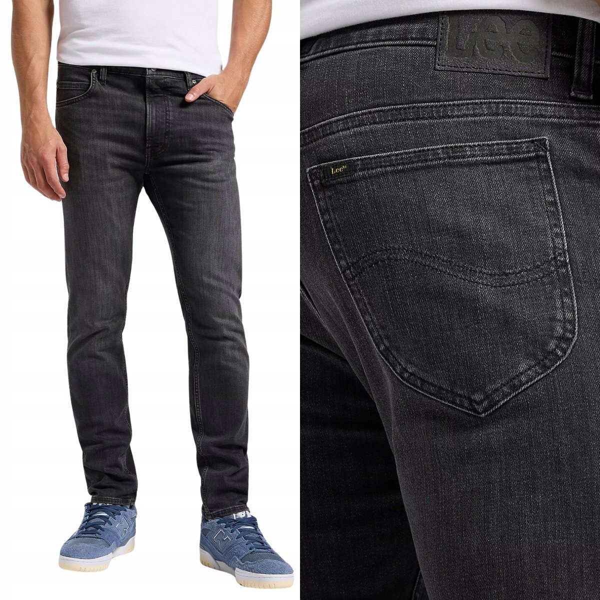 Lee RIDER SLIM Phantom lekko dopasowane szare spodnie jeansowe W33 L32