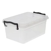 Pudła i pojemniki do przechowywania - Pojemnik z pokrywką Dakar 10 l czarne uchwyty transparentny - miniaturka - grafika 1