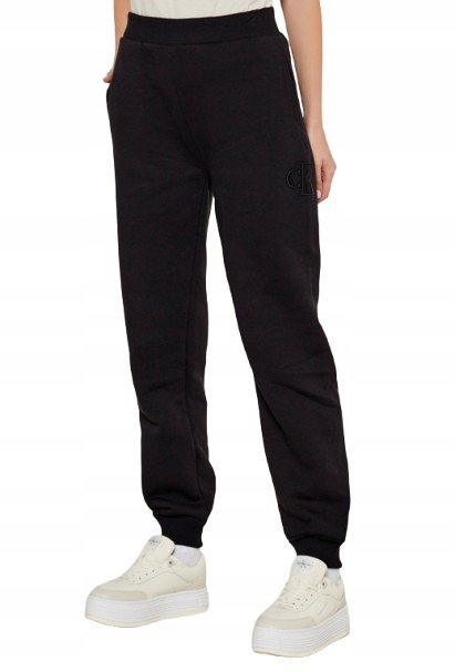 CALVIN KLEIN JEANS CZARNE SPODNIE DRESOWE Z HAFTEM CK XS 17CA