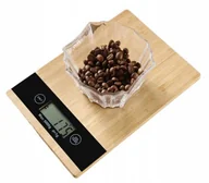 Wagi kuchenne - Elektroniczna Waga Kuchenna Płaska Bambusowa LCD 5KG - miniaturka - grafika 1