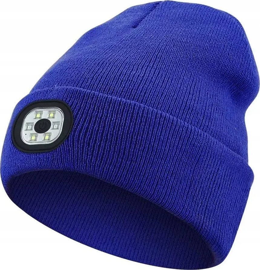 Czapka z latarką LED niebieska
