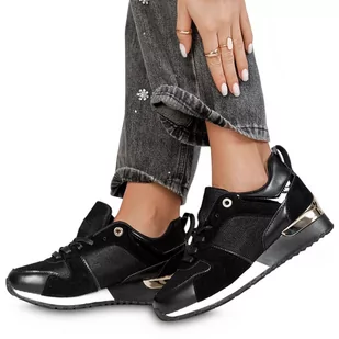 Buty Damskie Sneakersy Skórzane Modena Czarne 39 - Sneakersy damskie - miniaturka - grafika 1