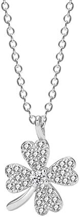 Crystal Jewelry Elegancki Naszyjnik na Prezent Kwiat Srebro 925 Błyszczące kamienie Kwiatek