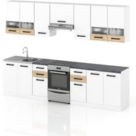 Meble kuchenne - Meble Kuchenne Zestaw Elio 3.0m Szafki Kuchenne Nowoczesne Białe Mat Sonoma - miniaturka - grafika 1
