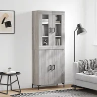 Witryny - vidaXL Witrynka szary dąb sonoma 69,5x34x180cm materiał drewnopochodny - miniaturka - grafika 1