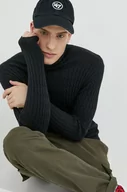 Swetry męskie - Abercrombie & Fitch sweter z domieszką wełny męski kolor czarny lekki z golferm - miniaturka - grafika 1