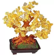 Sztuczne drzewka - Feng Shui drzewko szczęścia 25 cm drzewko pieniężne bonsai łapka ręczne wykonanie kamień liliowy ametyst - miniaturka - grafika 1