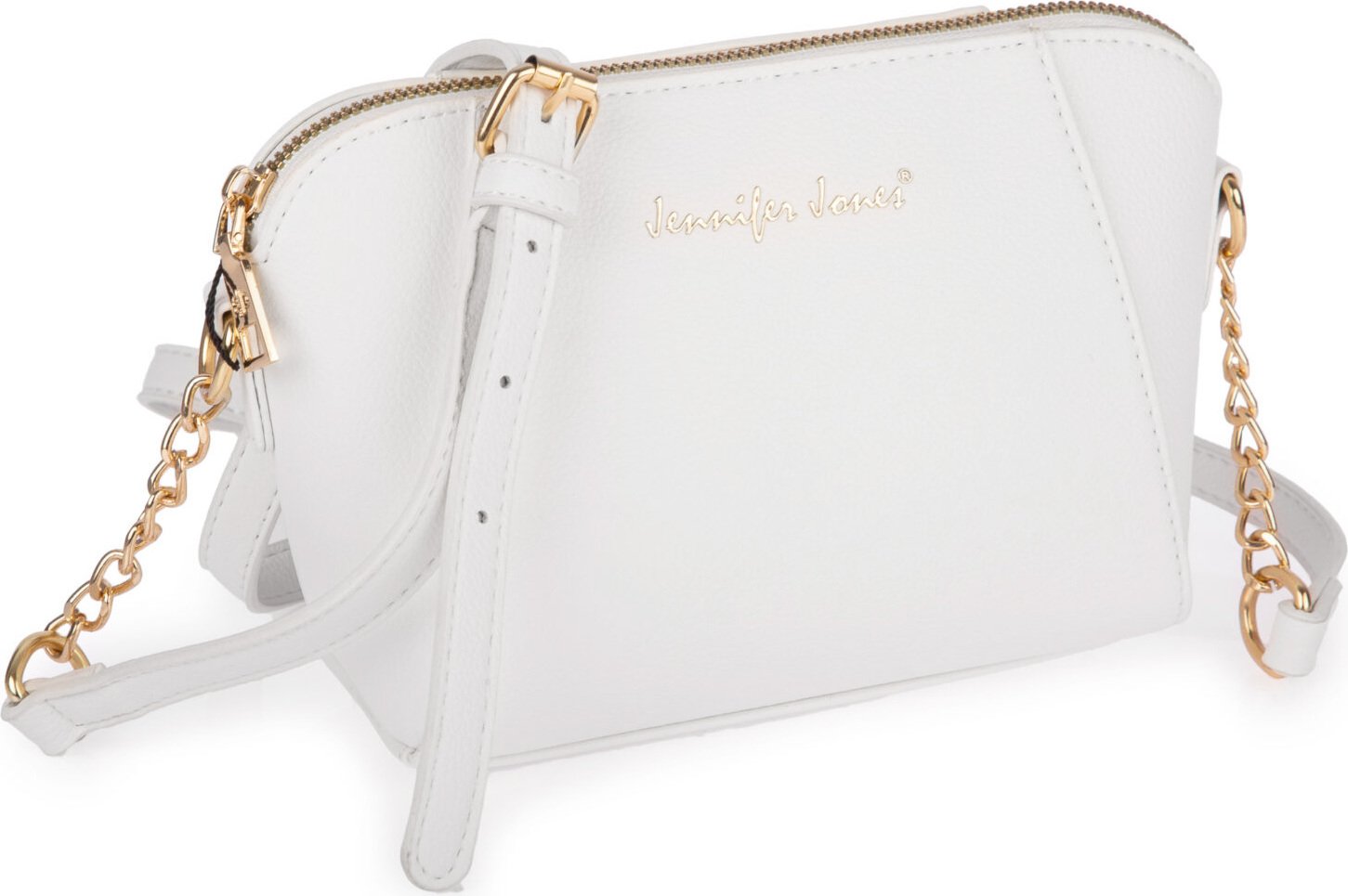 Mała Elegancka Torebka Damska Na Ramię Wieczorowa Bankietowa Kuferek Wizytowa ze złotymi okuciami Biała