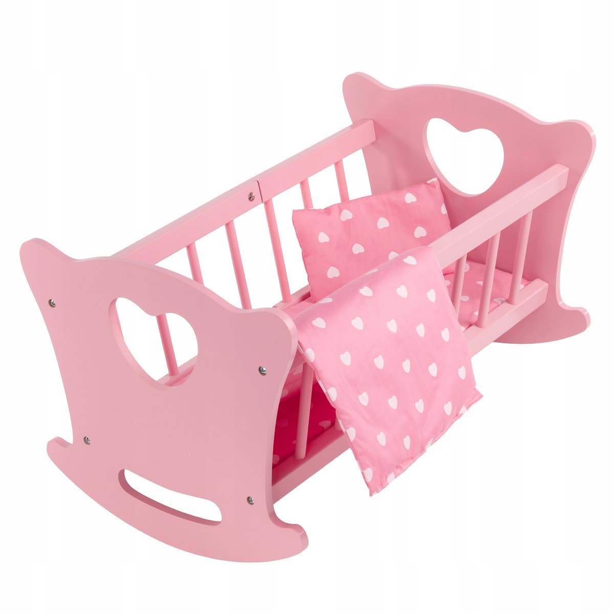 DREWNIANE ŁÓŻECZKO DLA LALKI DUŻA KOŁYSKA POŚCIEL KOŁDERKA KINDERPLAY