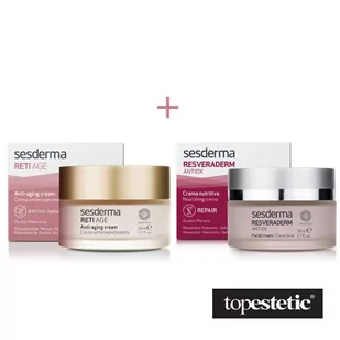 Sesderma Reti Age Cream Anti Aging + Resveraderm Facial Cream ZESTAW Krem przeciwzmarszczkowy 50 ml + Krem przeciwstarzeniowy 50 ml - Zestawy kosmetyków damskich - miniaturka - grafika 1