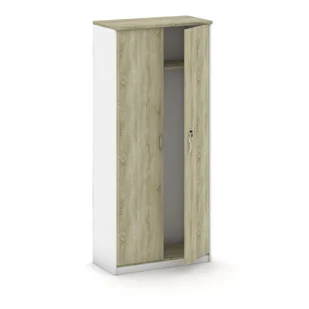 B2B Partner Szafa szatniowa Mirelli A+ z wysuwanym wieszakiem, 800 x 400 x 1800 mm, biały/dąb sonoma 437497 - Szafy biurowe - miniaturka - grafika 1