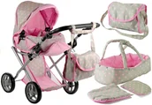Wózki dla lalek - Lean Toys Wózek dla lalek Alice głęboki, nosidło, torba, pościel - miniaturka - grafika 1