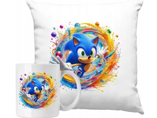 ZESTAW PODUSZKA + KUBEK Jeż Sonic Sega Gry Pomysł na Prezent +IMIĘ - Gadżety dla niej i dla niego - miniaturka - grafika 1