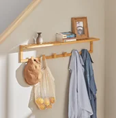 Ręczniki - Wieszak do przedpokoju SoBuy®, wieszak ścienny, bambusowy wieszak na ręczniki, FHK06-N - miniaturka - grafika 1