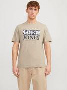 Koszulki męskie - Jack & Jones Koszulka w kolorze beżowym - miniaturka - grafika 1