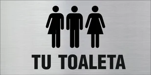 Tabliczka informacyjna, na drzwi, TU TOALETA, wc, GRAWER 10x20cm - Akcesoria BHP - miniaturka - grafika 1