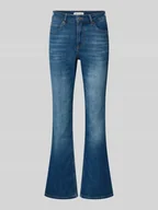 Spodnie damskie - Jeansy rozkloszowane z mieszanki bawełny - miniaturka - grafika 1