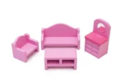 Domki dla lalek - Zestaw Drewniane Mebelki Do Domku Dla Lalek Różowe - miniaturka - grafika 1