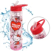 Shakery i bidony sportowe - Hello Kitty Plastikowa butelka/bidon ze słomką, transparentna butelka na wodę 550ml - miniaturka - grafika 1