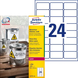 Avery Zweckform Zweckform Heavy Duty A4 63,5 x 33,9 mm 100 arkuszy (L4773-100) - Papier do drukarek - miniaturka - grafika 2