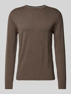 Sweter z dzianiny z wyhaftowanym logo model ‘BASIC’ - Swetry męskie - miniaturka - grafika 1