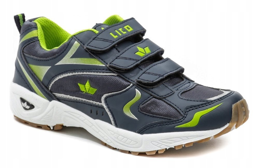 LICO SPORTOWE BUTY DZIECIĘCE GRANATOWE Z ZIELONYMI DETALEM 34 6IA