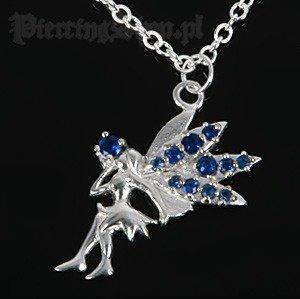 Srebrny łańcuszek WRÓŻKA oczko niebieskie [SPE-48]